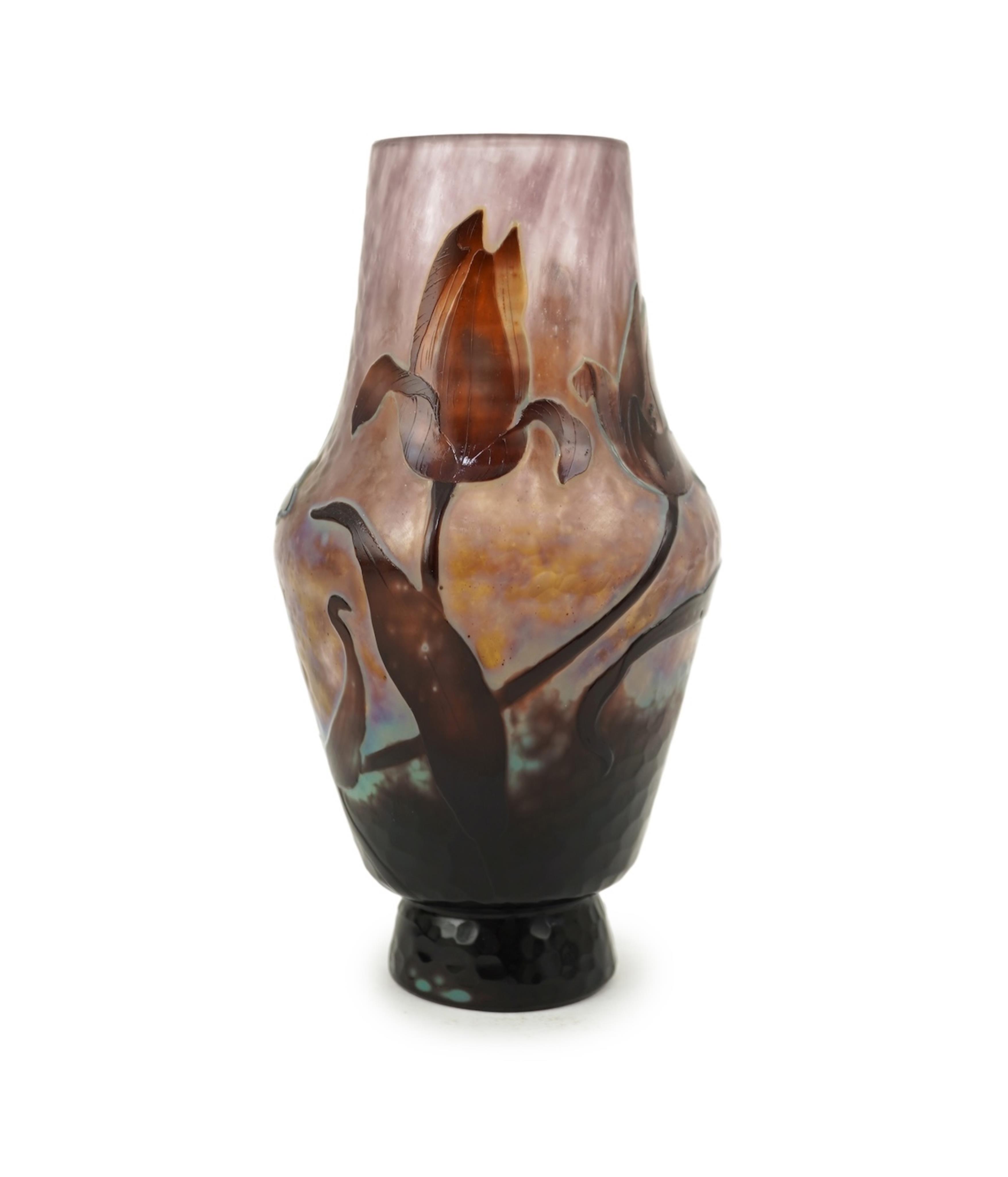 A Daum Freres cameo glass ‘tulipe’ vase